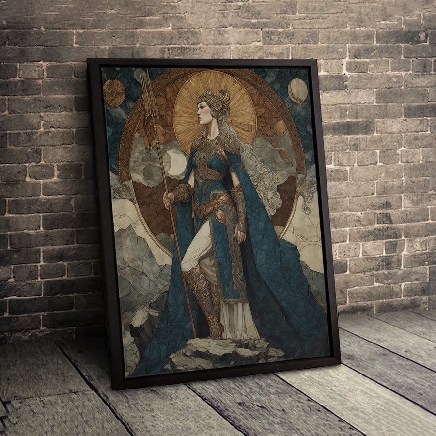Valkyrie Goddess Wall Art | Art Nouveau Mythology Canvas Print | Premium Fade-Resistant 1.25-Inch Profile | Gift for Fantasy Lovers