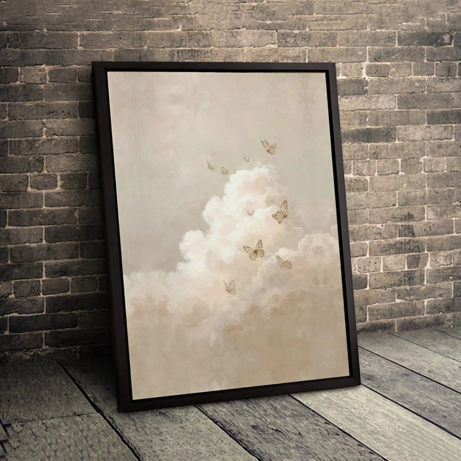 Ethereal Butterfly Canvas Wall Art | Vintage Aesthetic Cloud Painting | Gallery-Quality Fade-Resistant Print | Bohemian Home Decor Gift