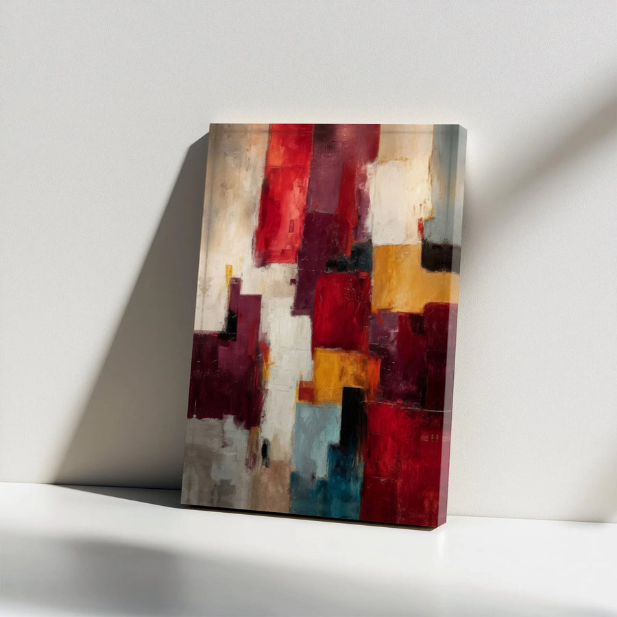 Modern Abstract Canvas Wall Art | Geometric Block Painting | Premium 1.25" Gallery Wrap | Contemporary Home & Office Decor