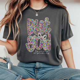 But God Floral T-Shirt | Boho Faith Based Graphic Tee | Premium 100% Cotton Religious Apparel | Christian Gift For Her
