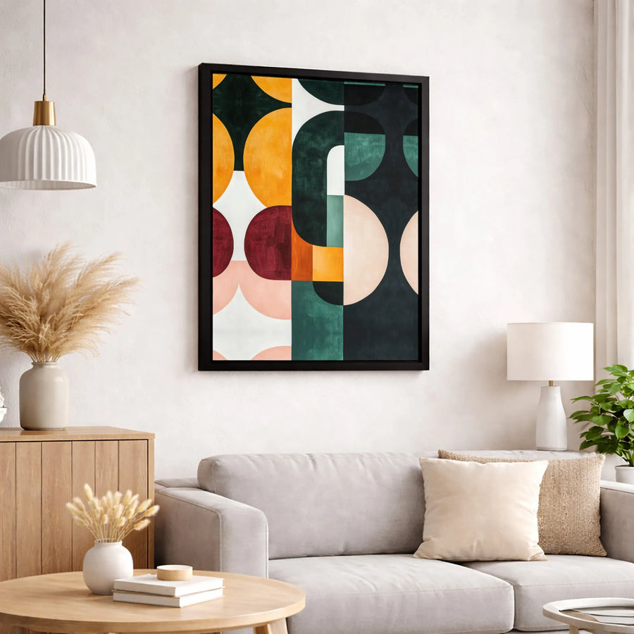 Mid-Century Modern Wall Art | Abstract Geometric Shapes Canvas | Premium Fade-Resistant Print | Gallery-Quality Home Office Decor
