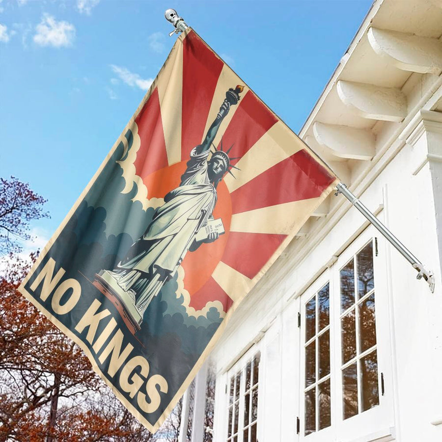 No Kings Statue of Liberty Flag | Anti-Monarchy Statement | Premium UV-Resistant Polyester | Patriotic Home & Garden Decor Gift