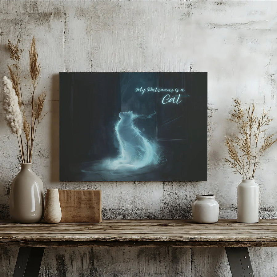 Cat Spirit Wall Art | Glowing Spectral Feline Canvas Print | Premium 1.25 Inch Gallery Wrap | Magical Fantasy Home Decor Gift