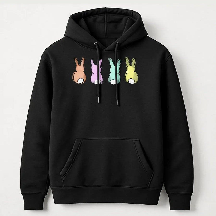 Easter Bunny Hoodie | Cute Pastel Cottontail Graphic | Cozy Cotton Blend Pullover | Spring Holiday Gift for Women