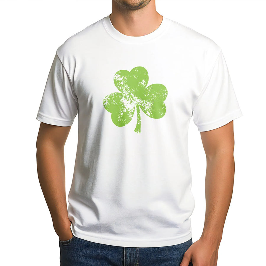 Distressed Shamrock T-Shirt | St Patricks Day Clover Graphic | Soft Cotton Premium Tee | Unisex Irish Heritage Gift for Men and Women