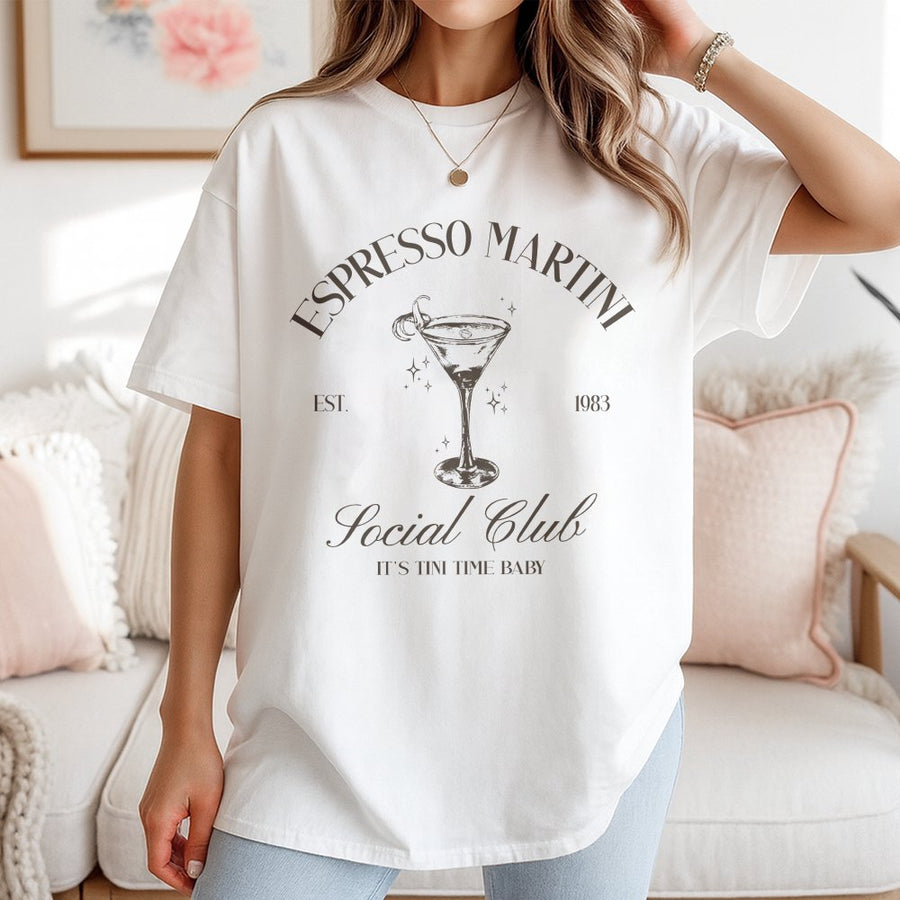 Espresso Martini T-Shirt | Social Club Cocktail Graphic | Premium 100% Cotton Tee | Gift for Cocktail Lovers & Bartenders