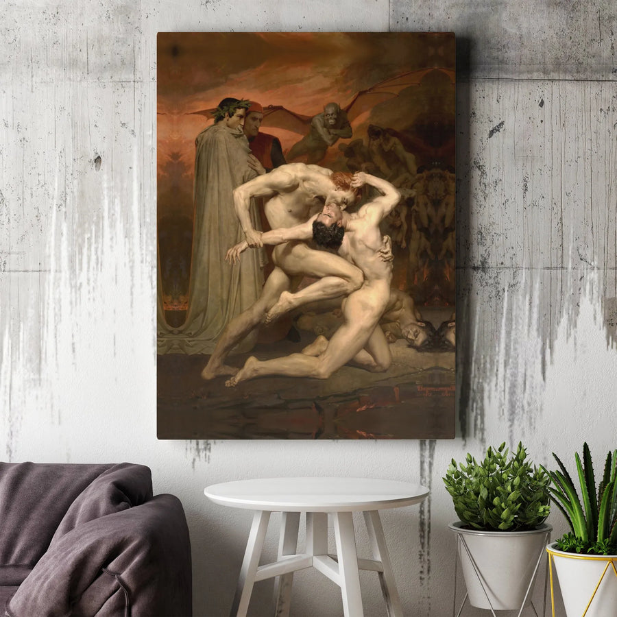 Dante and Virgil in Hell Canvas | William-Adolphe Bouguereau Fine Art | 1.25" Gallery Wrap | Premium Classical Wall Decor for Art Lovers