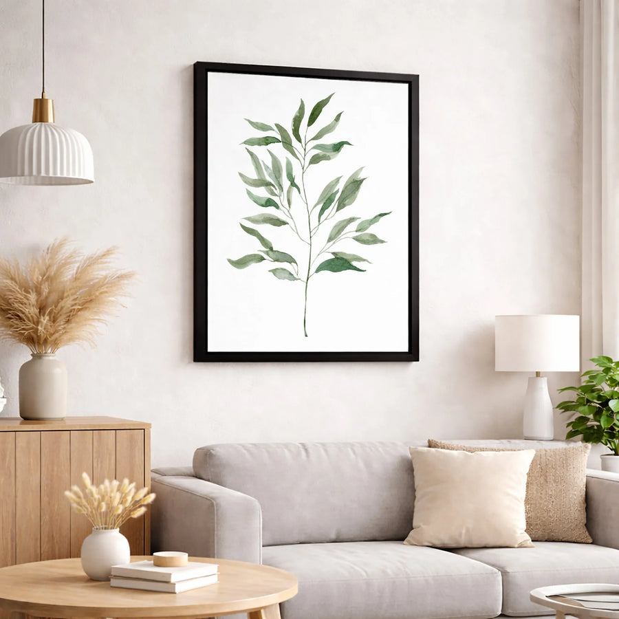 Watercolor Leaf Wall Art | Minimalist Botanical Branch Print | Premium Gallery Wrapped Canvas | Modern Home Decor Gift