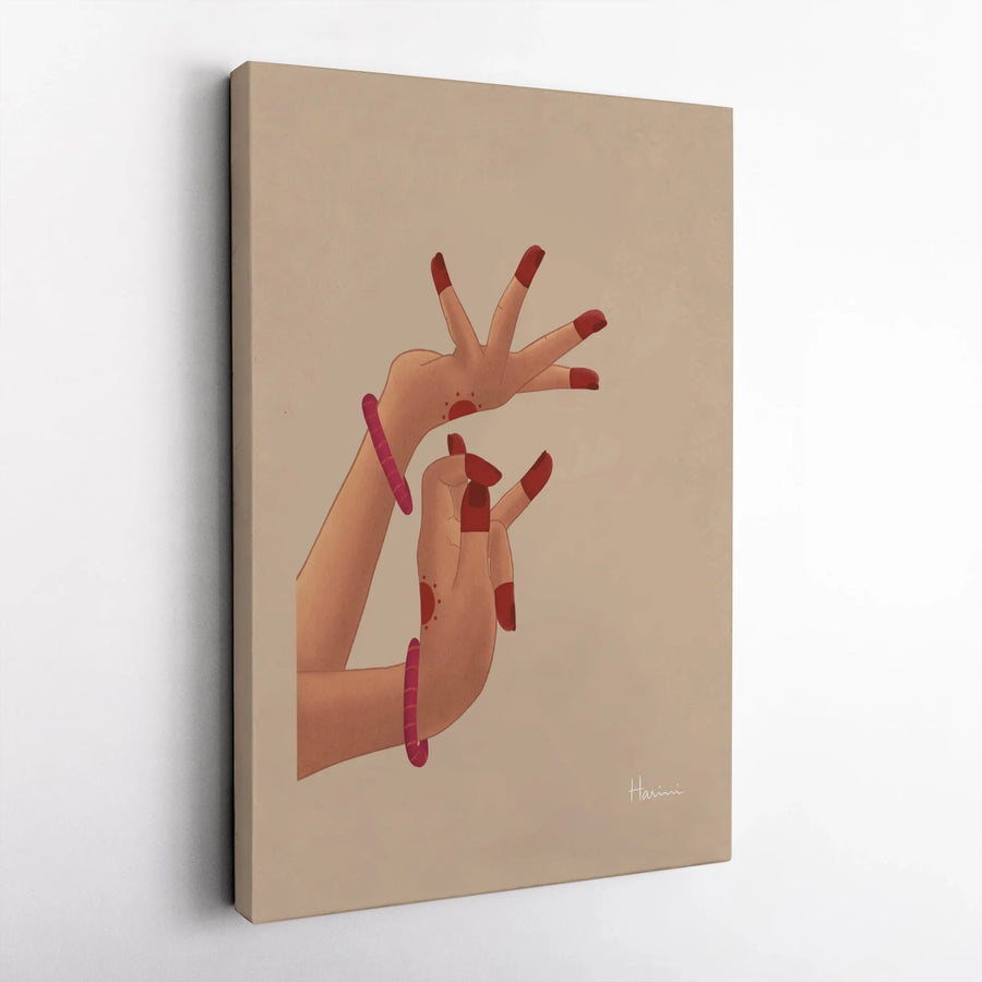 Indian Dance Mudra Canvas Print | Minimalist Bharatanatyam Hand Gesture Art | Premium Thick Canvas | Cultural Decor Gift for Dancer