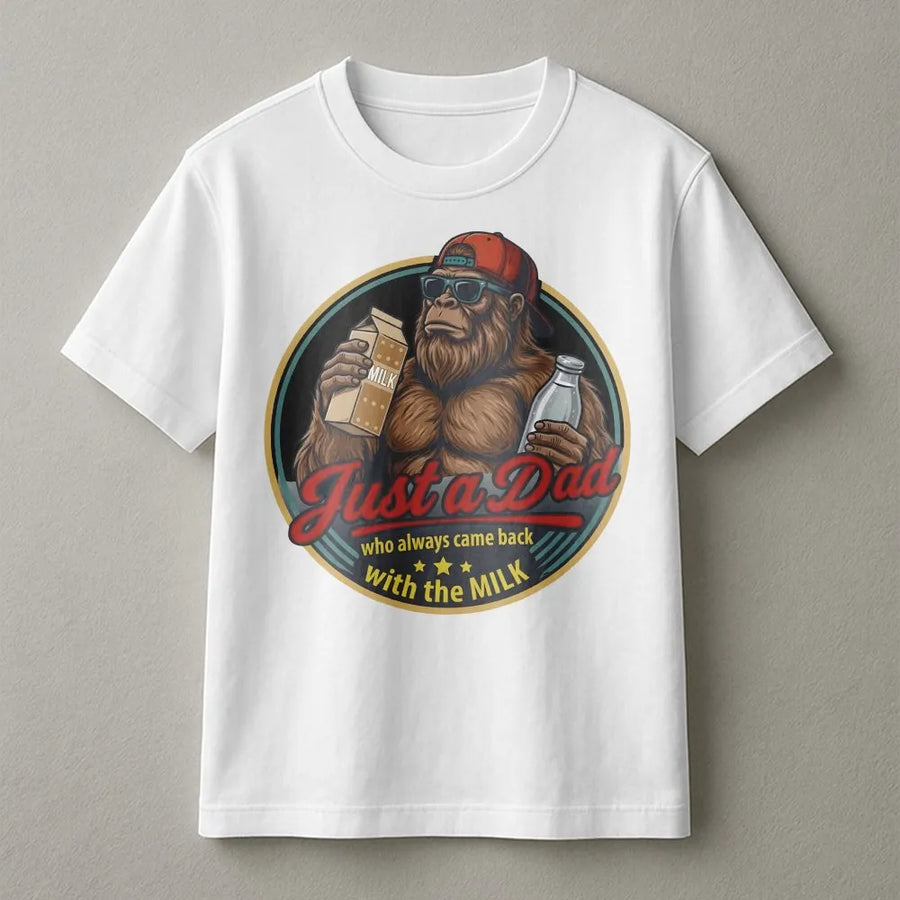 Funny Bigfoot Dad T-Shirt | Retro Sasquatch Graphic Tee | Premium Cotton | Unique Father's Day Gift for Men