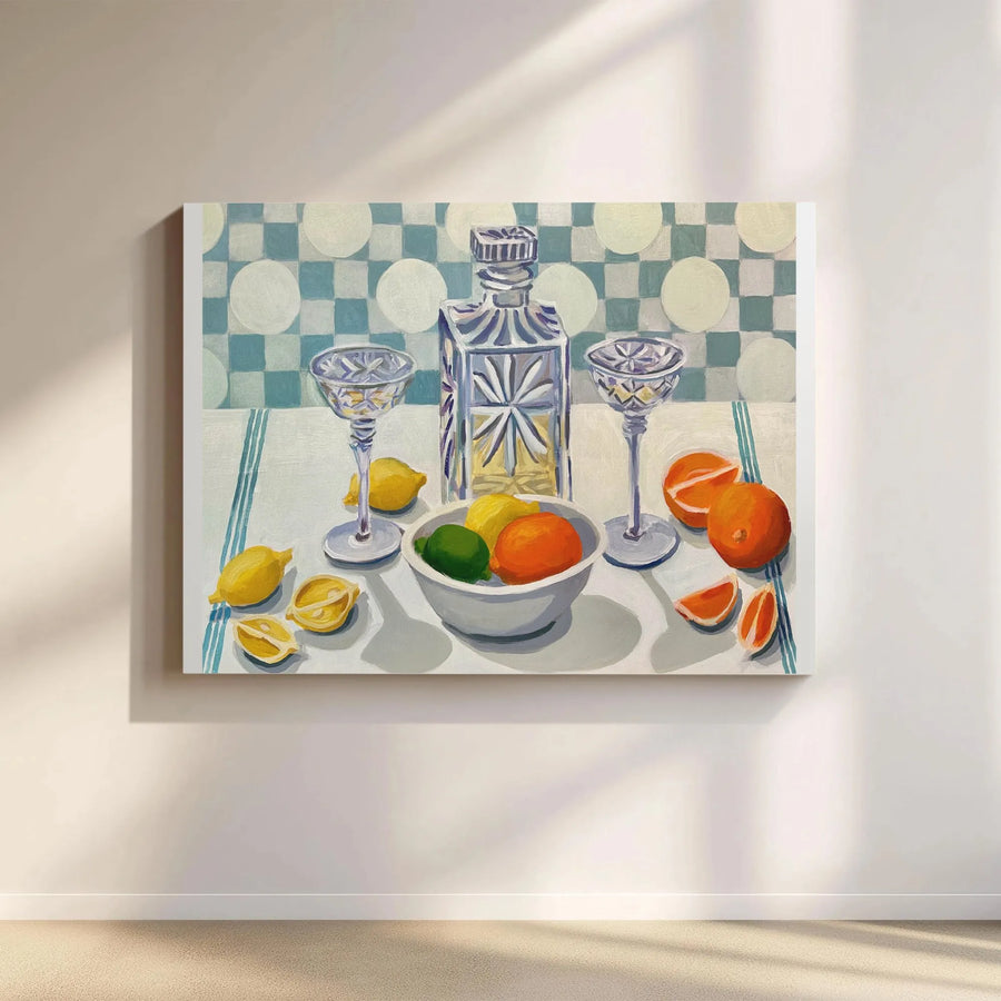 Limoncello Still Life Canvas Print | Vibrant Citrus Cocktail Painting | Gallery Quality High-Resolution Print | Kitchen & Bar Wall Decor Gift