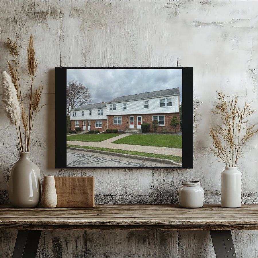 Suburban Townhouse Canvas Wall Art | Architectural Exterior Photography | Premium Gallery Wrap Print | Modern Home Decor Gift
