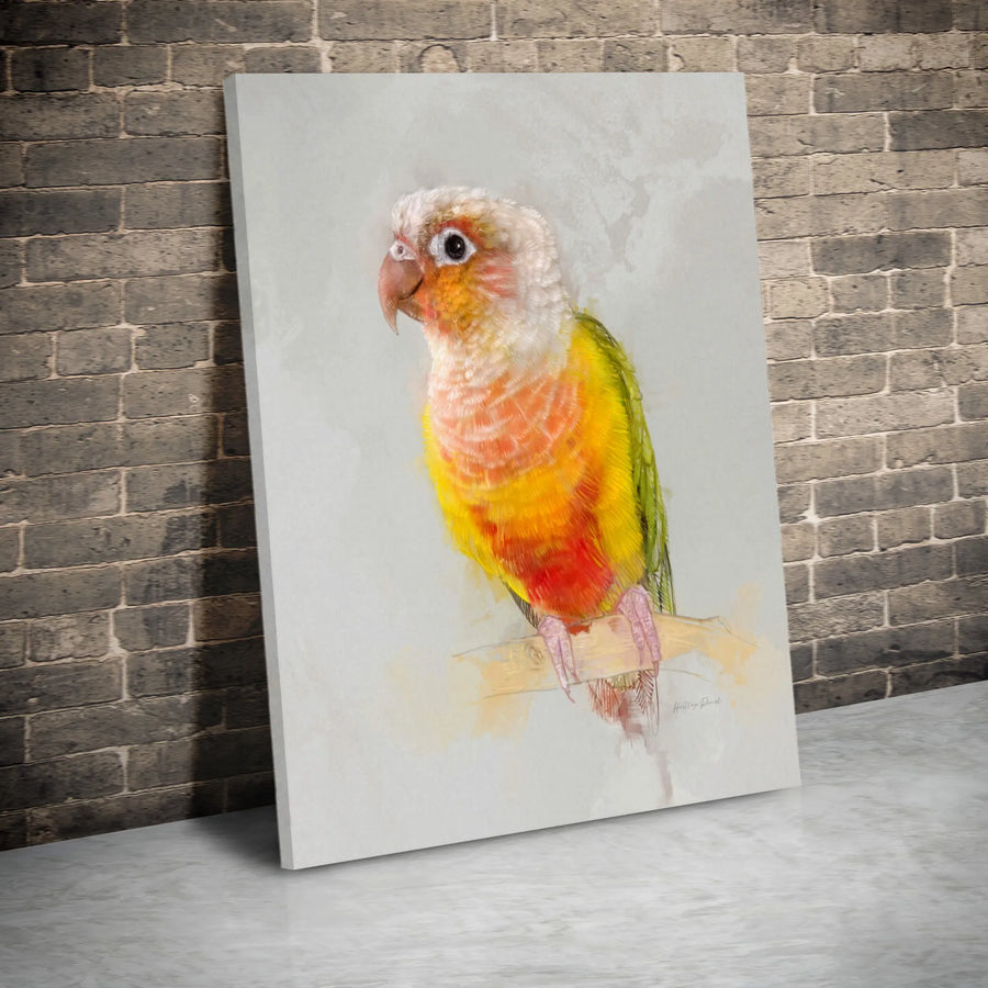 Green Cheek Conure Canvas Wall Art | Watercolor Parrot Portrait | Premium Gallery Wrapped Canvas | Gift for Bird Lover & Modern Home Decor