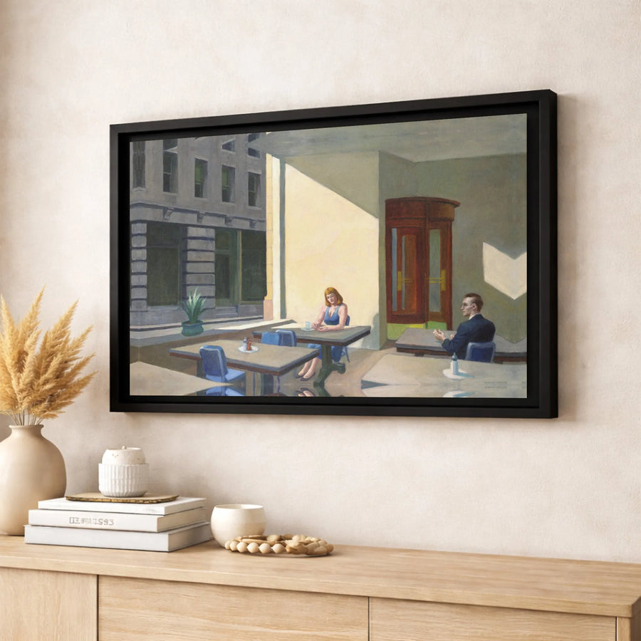 Sunlight In A Cafeteria Canvas Print | Edward Hopper Iconic Art | Premium 1.25 Inch Thick Gallery Wrap | Modern Home Office Decor Gift
