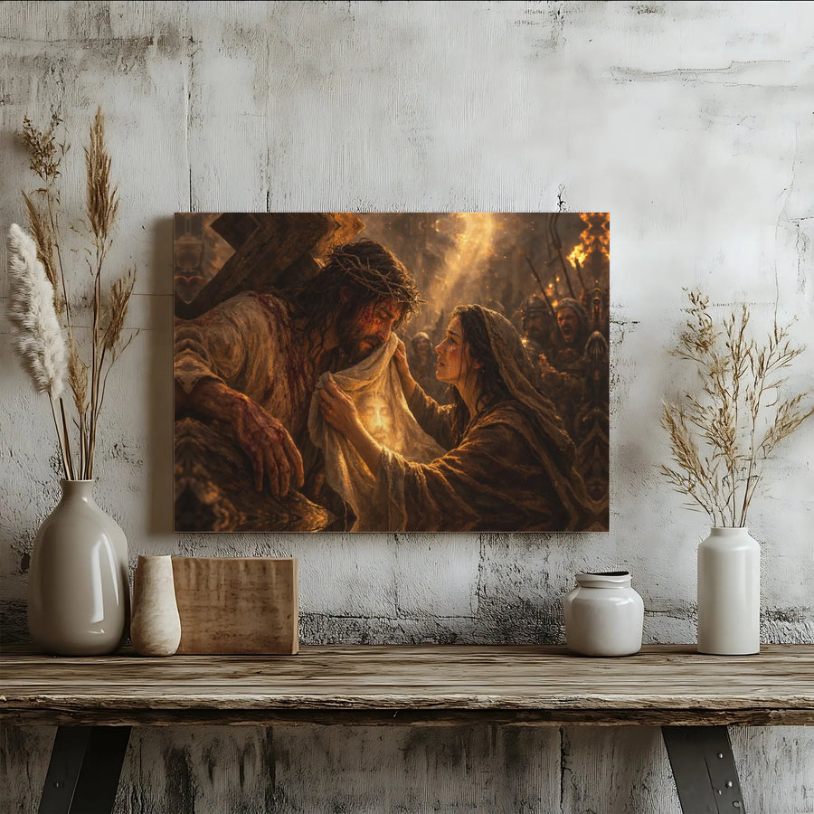 Jesus Carrying Cross Horizontal Canvas | Passion of Christ Biblical Art | Premium 1.25 Inch Gallery Wrap | Sacred Christian Devotional Gift for Home Decor