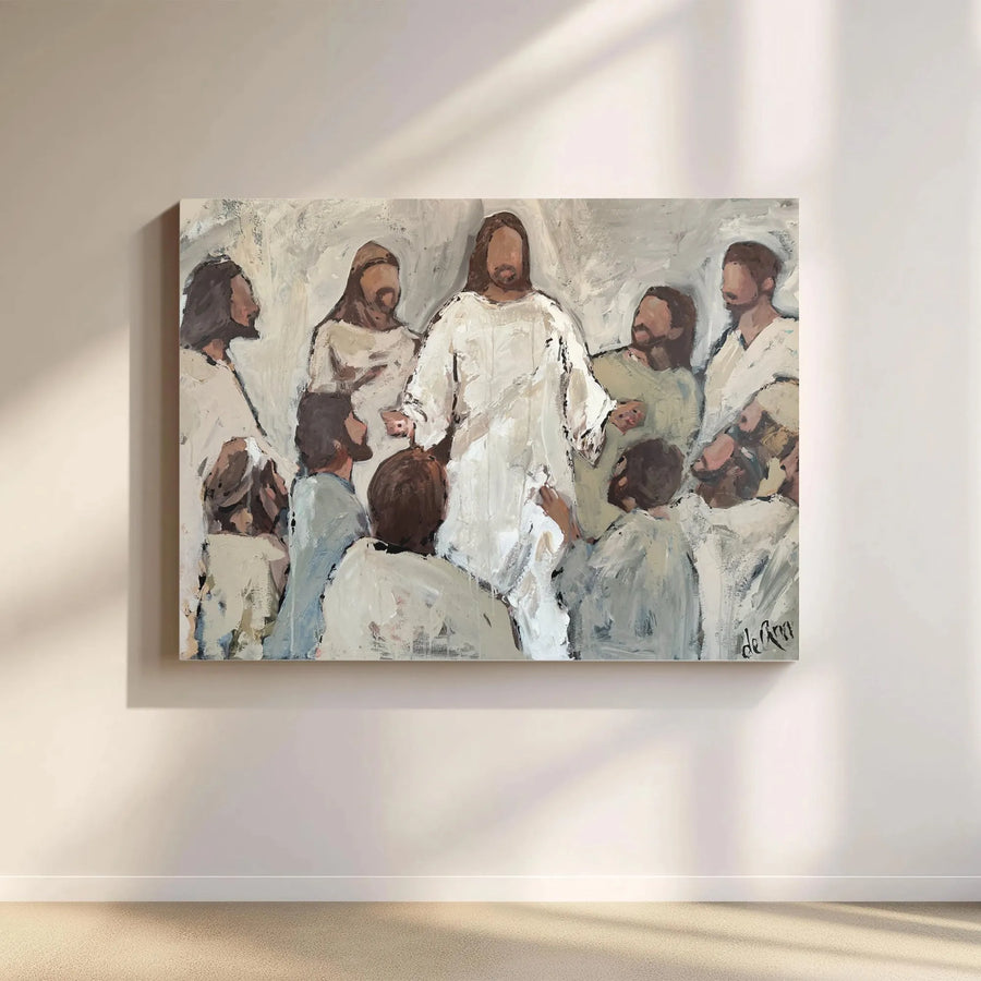 Jesus with Disciples Canvas Print | Peace I Leave With You Scripture Wall Art | Premium Gallery-Quality Canvas | Religious Home Decor Gift