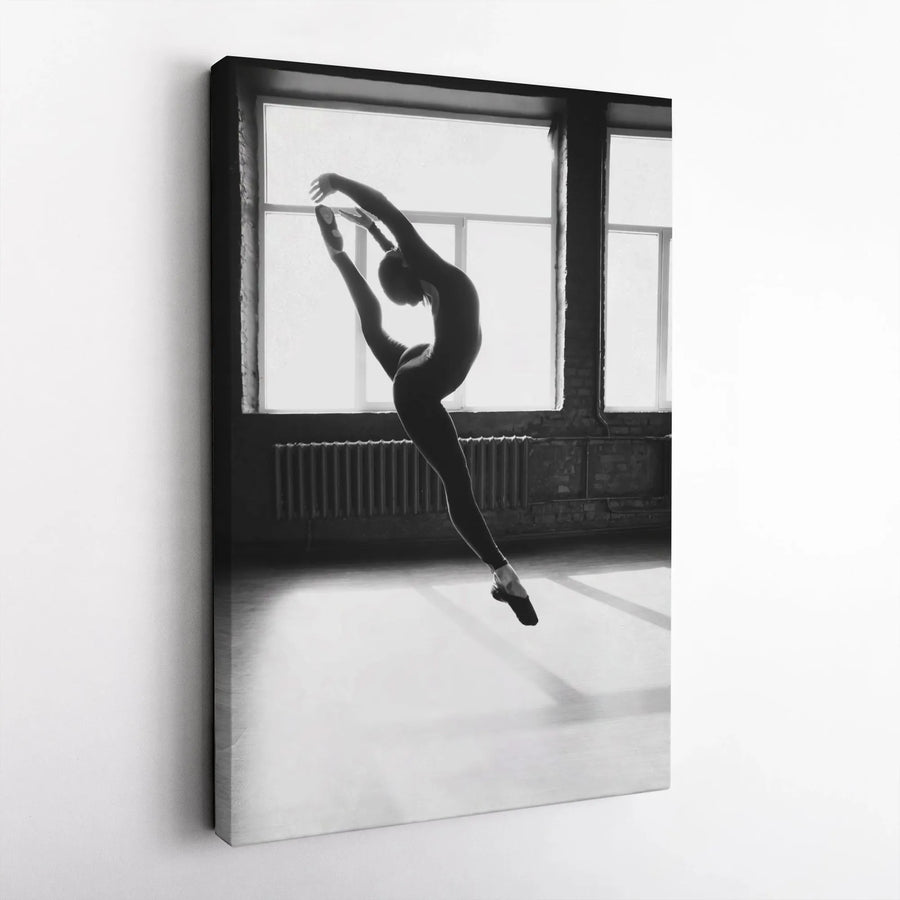 Elegant Dancer Vertical Canvas | Black and White Ballerina Silhouette Photography | Premium High-Resolution Print | Gift for Dancers & Studio Decor