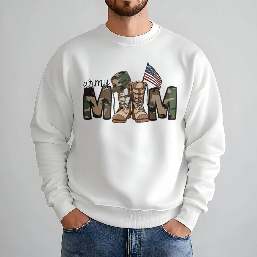 Army Mom Sweatshirt | Proud Soldier Mother Camo Design | Premium Cotton Blend | Military Appreciation Gift For Women