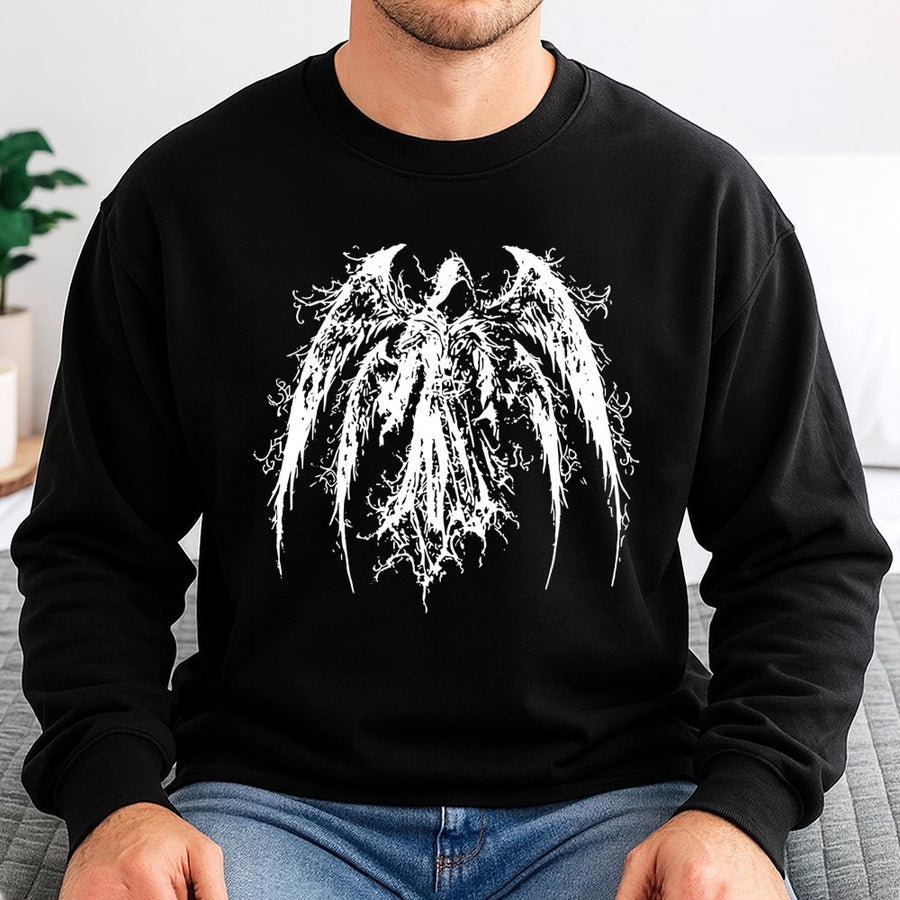 Fallen Angel Sweatshirt | Gothic Streetwear Graphic Print | Premium Cotton Blend | Oversized Aesthetic Unisex Gift for Him and Her