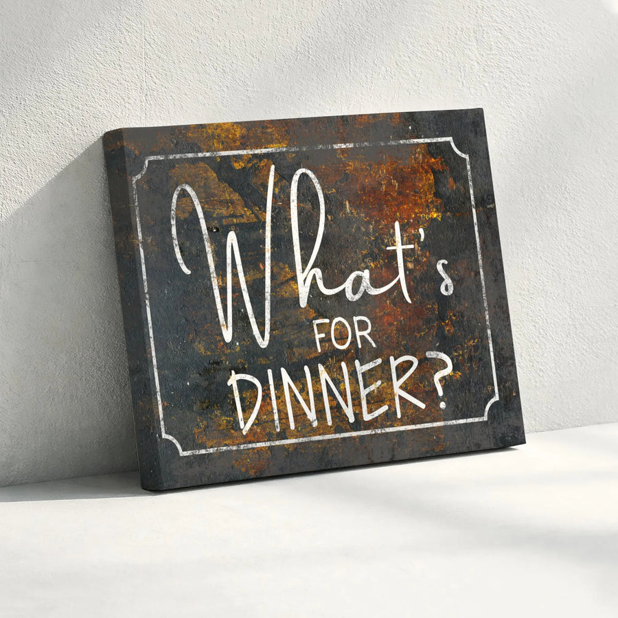 What's For Dinner Canvas Sign | Rustic Farmhouse Kitchen Decor | Premium Gallery Wrapped Canvas | Funny Dining Room Wall Art Gift