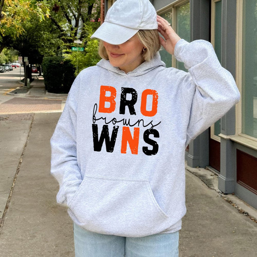 Bro Browns Wns Cleveland Browns Stacked Text Hoodie