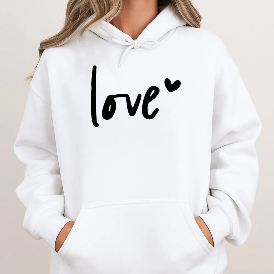 Love Graphic Hoodie | Minimalist Script Heart Design | Premium Cotton Blend | Valentine's Day Gift for Her