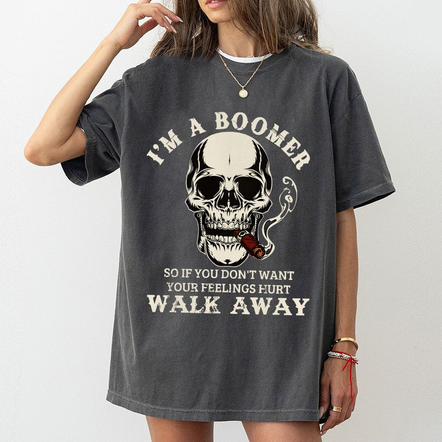 I'm A Boomer Skull T-Shirt | Funny Sarcastic Quote Graphic | 100% Cotton Premium Tee | Unique Gift for Dad, Grandpa or Boomer Generation
