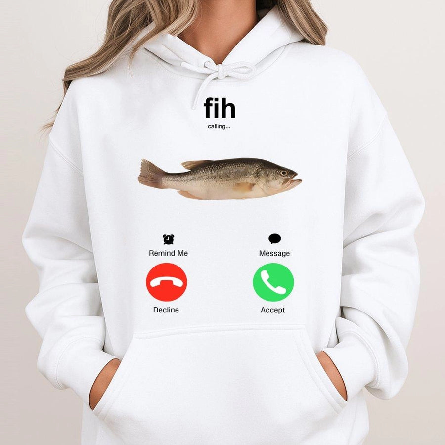 Fih Calling Fish Hoodie | Funny Fishing Meme Graphic | Premium Cotton Blend | Gift For Anglers, Fishermen And Women