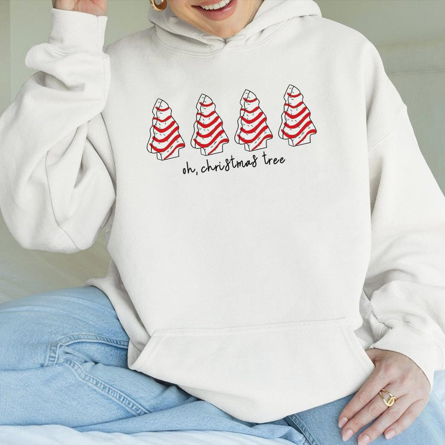 Oh Christmas Tree Hoodie | Candy Cane Pine Tree Graphic | Premium Cotton Blend Sweatshirt | Cute Holiday Gift for Women and Men