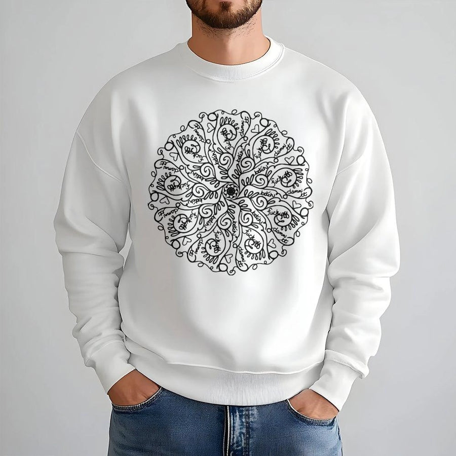 Curse Word Mandala Sweatshirt | Graphic Swear Word Art | Premium Cotton Blend Unisex Crewneck | Funny Sarcastic Gift for Her or Him