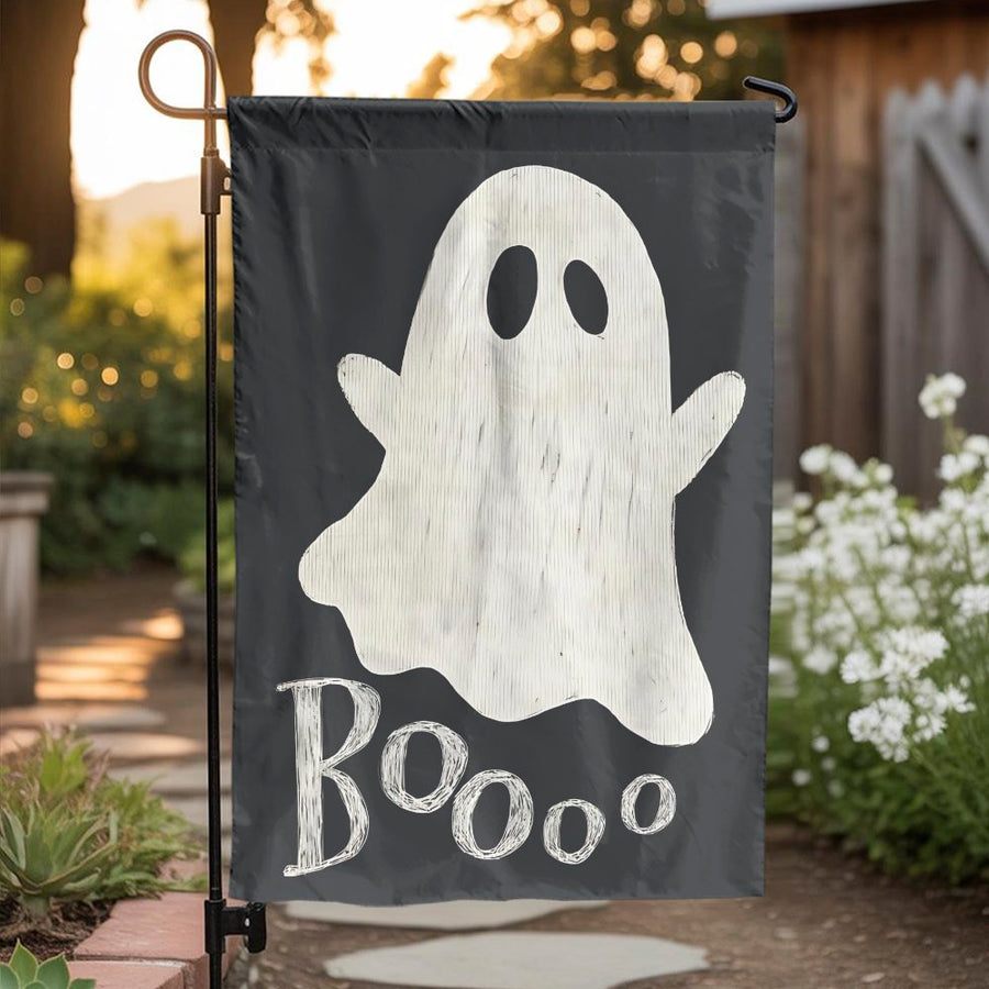Boo Ghost Garden Flag | Cute Halloween Yard Decor | Durable Polyester Fabric | Spooky Outdoor Seasonal Decoration Gift