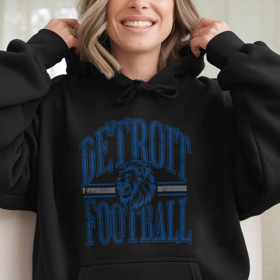 Detroit Football With Roaring Lion Mascot Hoodie