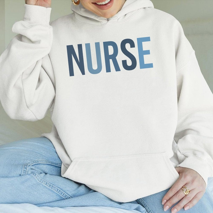 Nurse Hoodie | Minimalist Typography Graphic | Cotton Blend Premium Sweatshirt | Graduation Gift for Nursing Students and RN Professionals