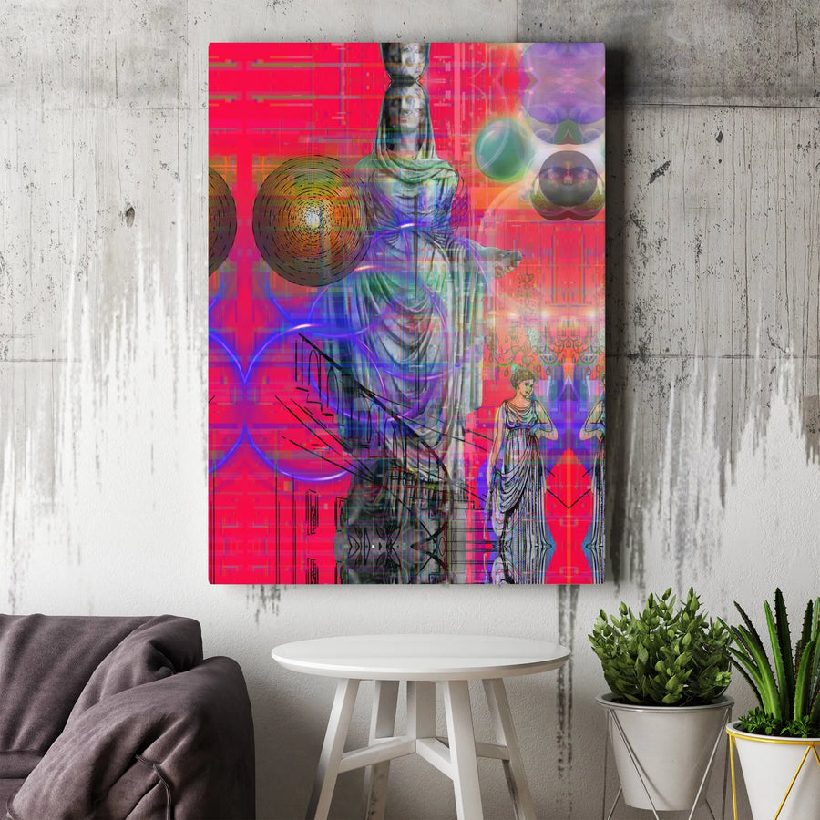 Surreal Greek Statue Wall Art | Psychedelic Glitch Aesthetic Print | Premium 1.25 Inch Thick Gallery Canvas | Modern Home Decor Gift for Art Lovers
