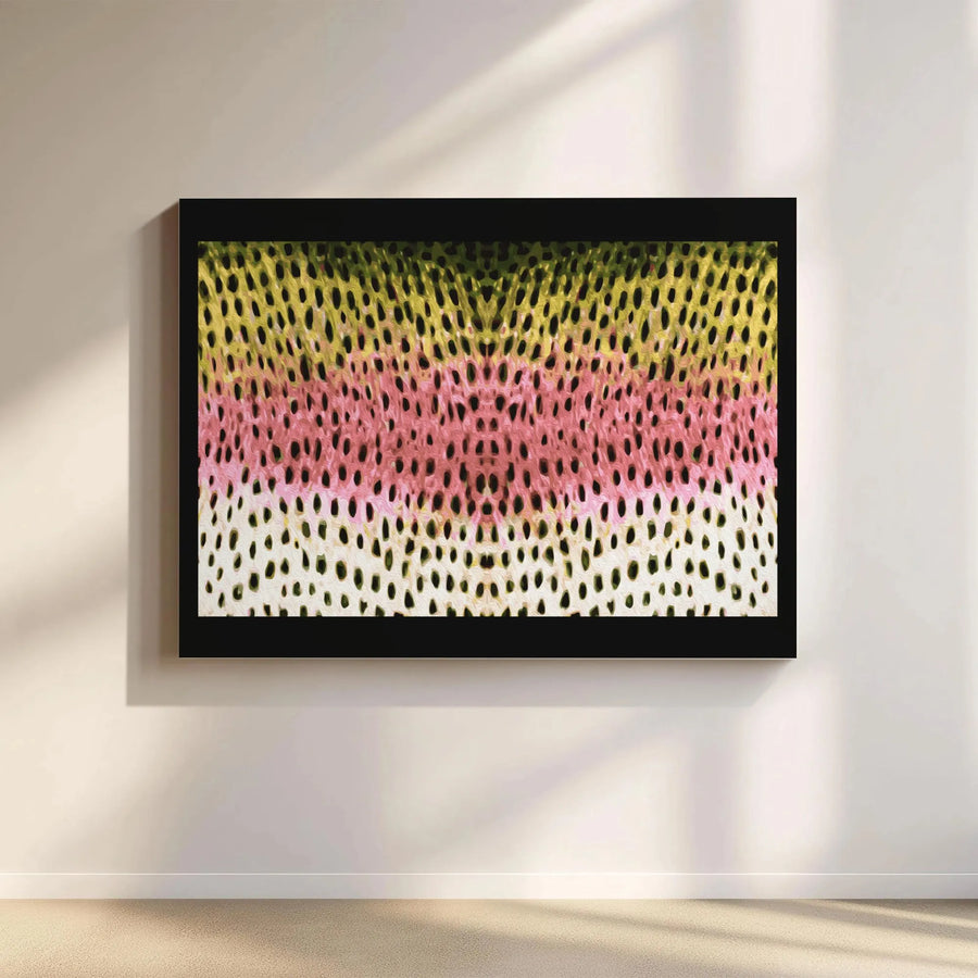 Rainbow Trout Skin Canvas Art | Abstract Fish Scale Texture Print | Premium Gallery Wrap Wall Decor | Nature-Inspired Gift for Anglers and Men