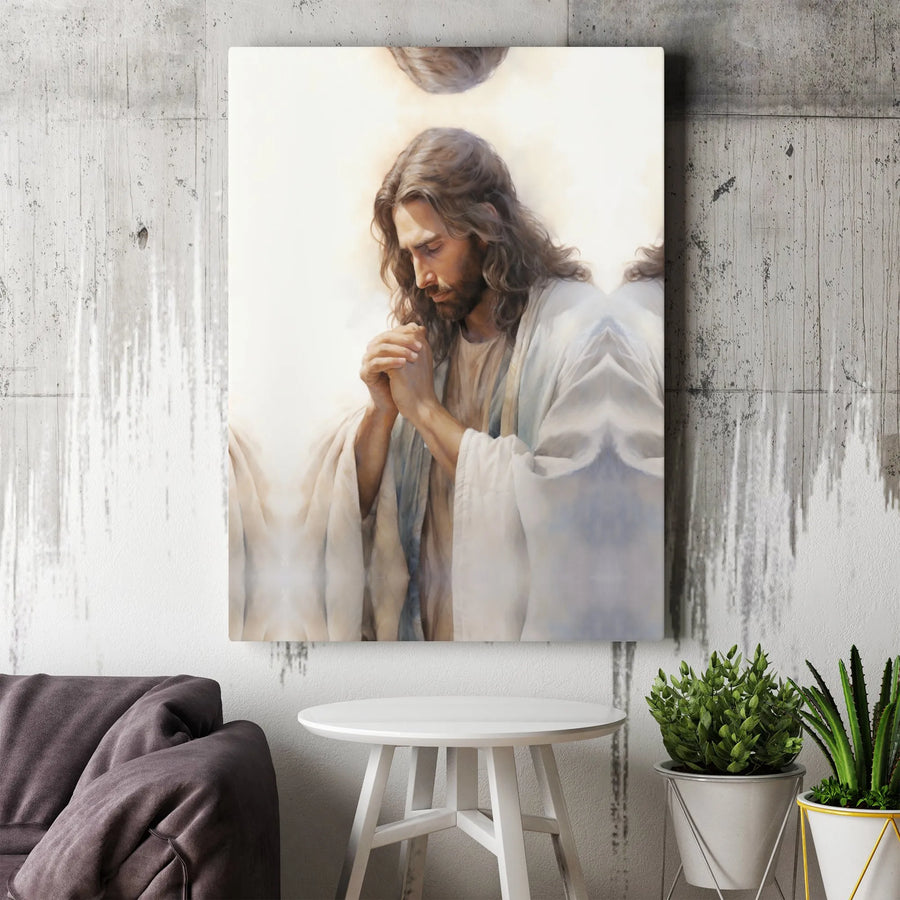 Jesus Christ Praying Canvas Wall Art | Serene Religious Portrait | Premium 1.25" Gallery Wrap | Inspirational Christian Home Decor Gift