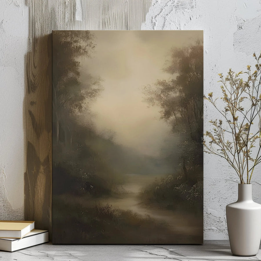 Ethereal Forest Path Canvas Print | Moody Mist Landscape Wall Art | Gallery Wrapped Premium Quality | Nature Lover Home Office Decor Gift