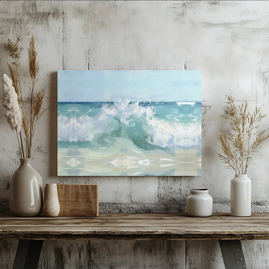 Ocean Wave Canvas Wall Art | Impressionistic Seascape Painting | Premium Gallery Wrap 1.25" Profile | Modern Coastal Home Decor Gift