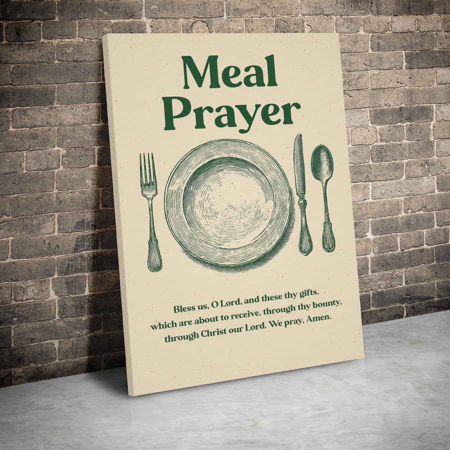 Meal Prayer Wall Art | Bless Us O Lord Catholic Quote | Premium Gallery Wrapped Canvas | Dining Room Christian Kitchen Decor Gift