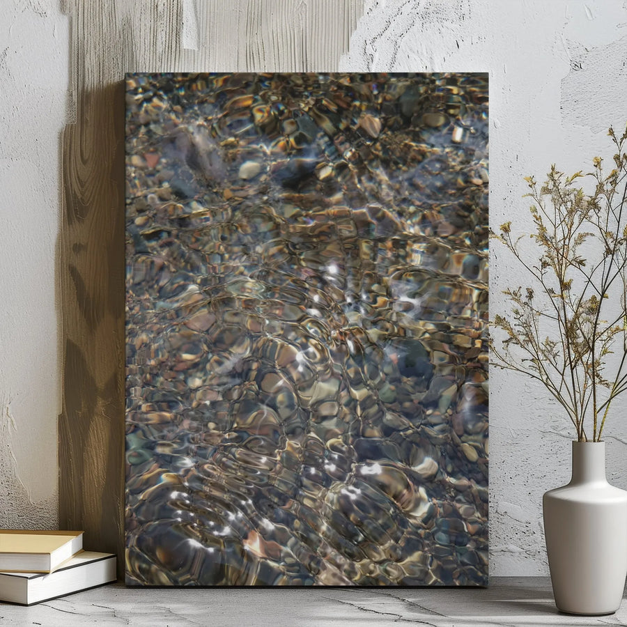 Rippling Water River Stone Canvas Wall Art | Abstract Nature Photography Decor | Premium Gallery Wrapped Print | Zen Office & Home Living Room Gift