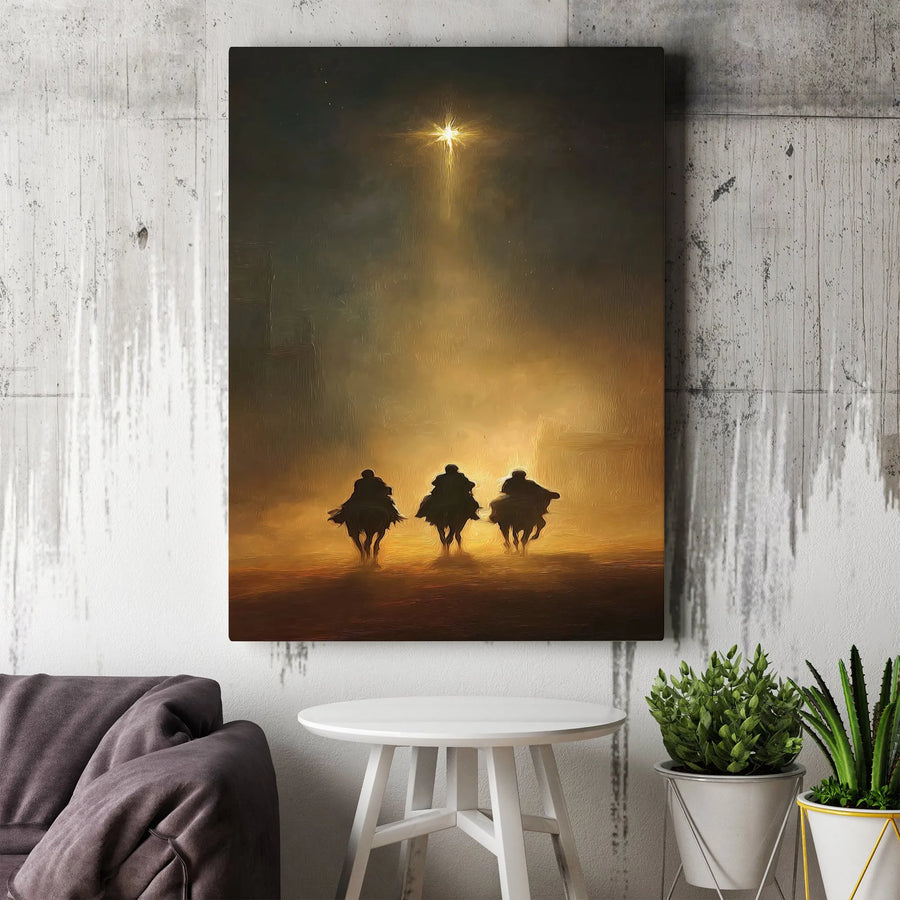 Three Wise Men Canvas Art | Star of Bethlehem Nativity Scene | Gallery-Wrapped Premium Print | Religious Christmas Home Decor Gift