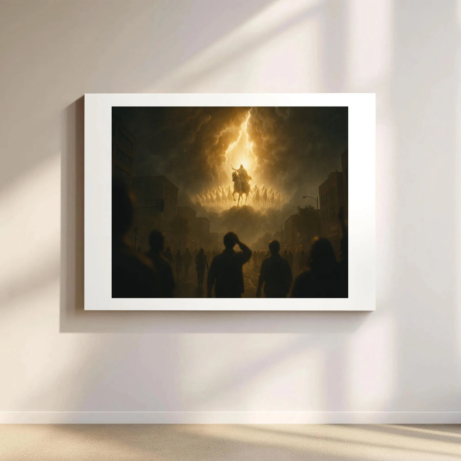 Second Coming of Christ Canvas Art | Dramatic Heavenly Army Biblical Wall Decor | Premium 1.25-Inch Gallery Wrap | Spiritual Gift for Faithful Christians
