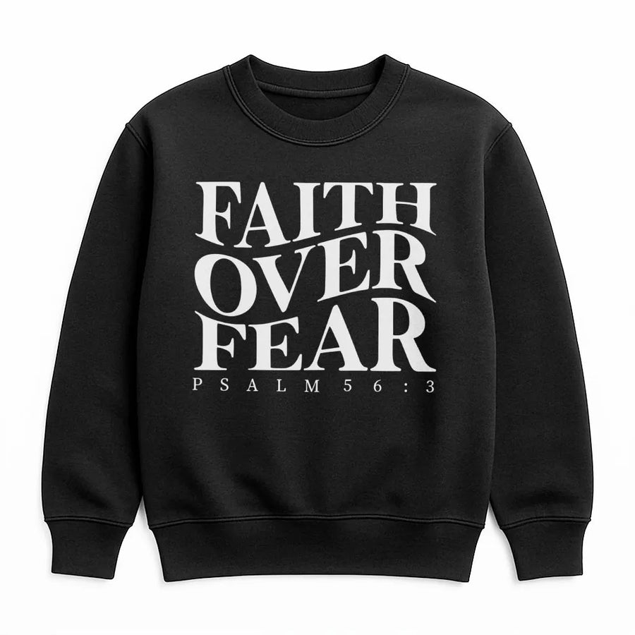 Faith Over Fear Sweatshirt | Psalm 56:3 Bible Verse Graphic | Premium Cotton Blend Crewneck | Inspirational Christian Gift for Men and Women