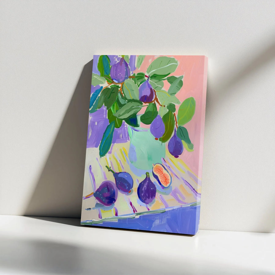 Abstract Fig Still Life Canvas Print | Impressionist Fruit Wall Art | Gallery Wrapped Premium Decor | Modern Kitchen & Dining Room Gift