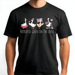 Silly Goose 4th of July T-Shirt | Patriotic Goose On The Loose Graphic | Premium Cotton Blend | Unisex Independence Day Party Gift