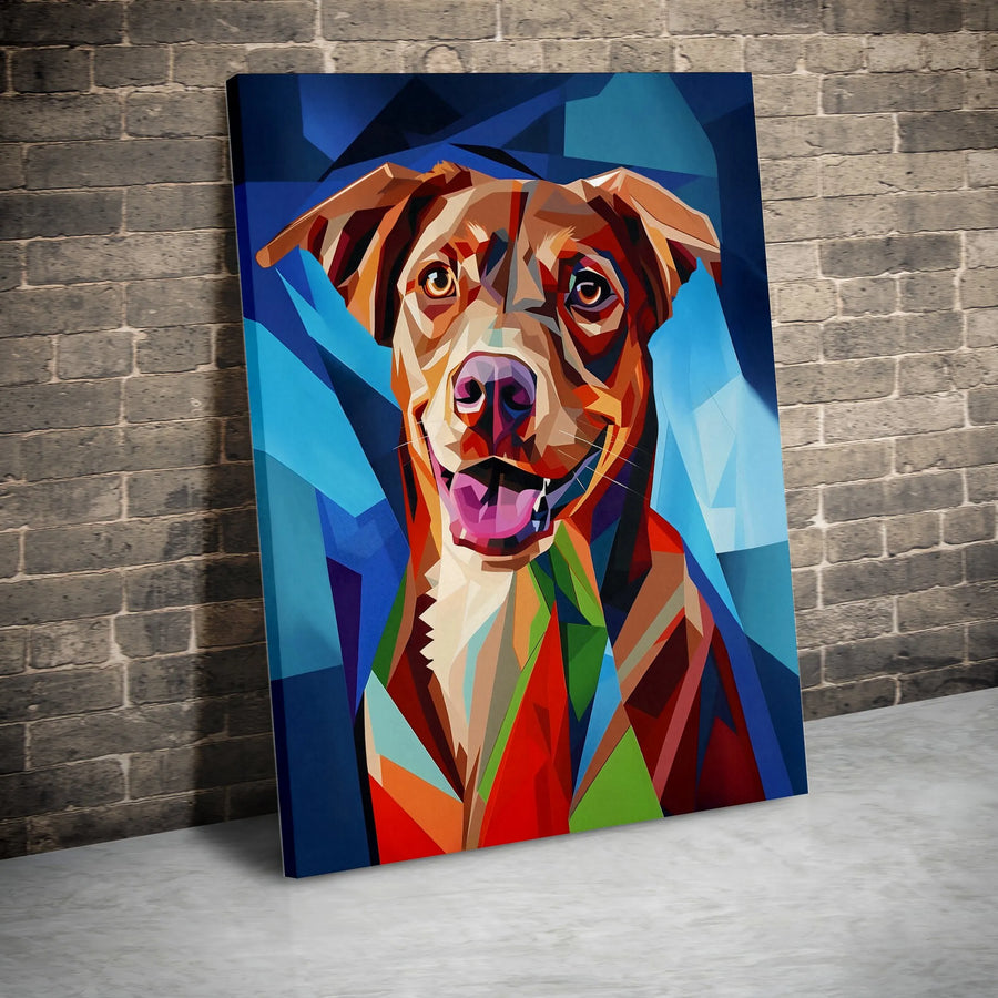 Geometric Dog Wall Art | Abstract Colorful Pet Portrait | Premium Gallery-Wrapped Canvas | Modern Animal Lover Home Decor Gift