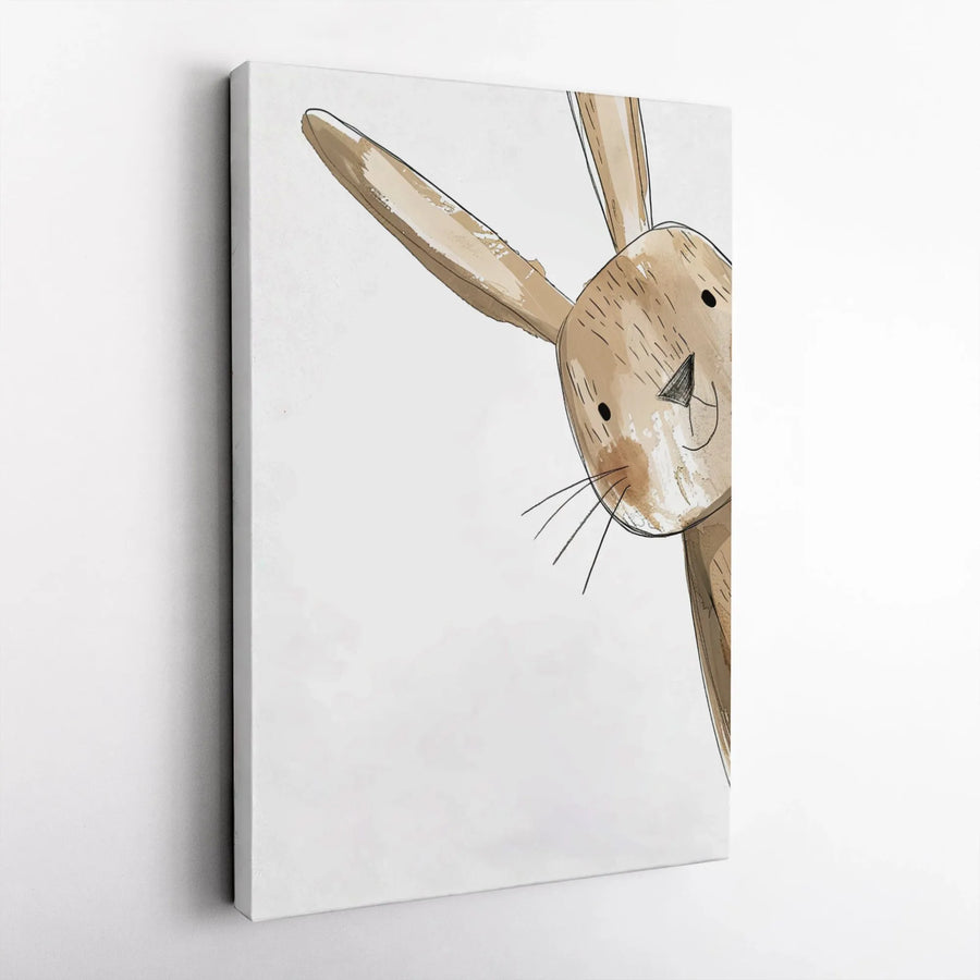 Peeking Bunny Wall Art | Watercolor Animal Nursery Print | Premium Gallery Wrapped Canvas | Whimsical Farmhouse Decor Gift