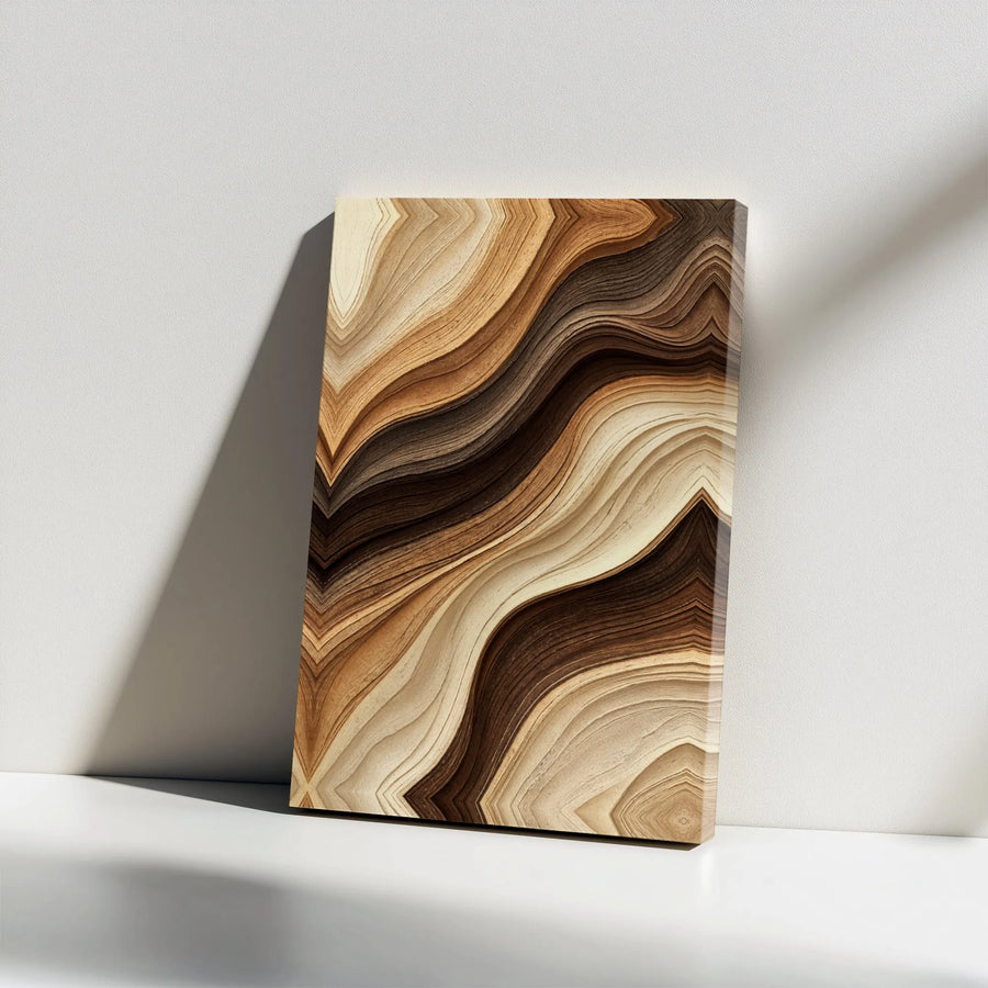 Abstract Wood Grain Canvas Wall Art | Modern Layered Earth Tones Design | Premium 1.25" Thick Gallery Wrap | Minimalist Home & Office Decor Gift