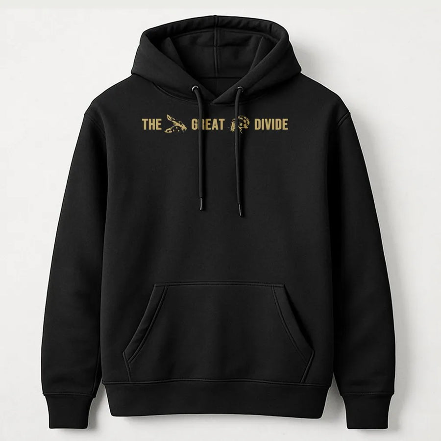 The Great Divide Hoodie | Minimalist Bee & Tortoise Graphic | Premium Soft Cotton Blend Pullover | Gift for Nature Lover & Outdoor Enthusiast