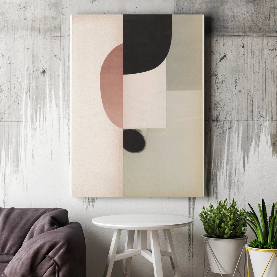Abstract Geometric Vertical Canvas | Mid-Century Modern Shapes Wall Art | Premium Thick Gallery Wrapped Print | Boho Home & Office Decor Gift
